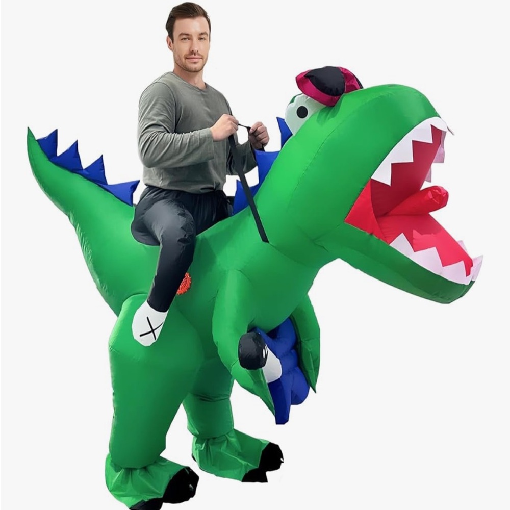 Inflatable Dinosaur Costume for Adult Blow up Riding T-Rex Halloween Costumes
